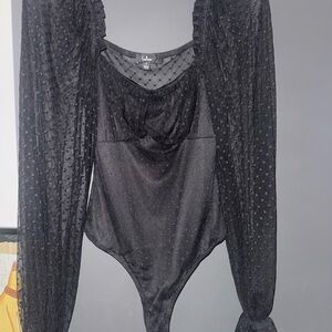 Lulu's Black Sheer Bodysuit Top